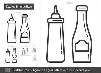 Image showing Ketchup and mustard line icon.