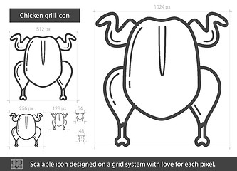 Image showing Chicken grill line icon.