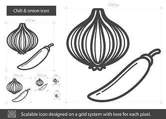 Image showing Chili and onion line icon.