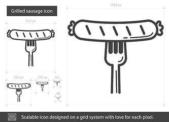 Image showing Grilled sausage line icon.