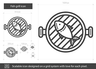 Image showing Fish grill line icon.