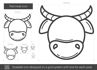 Image showing Red meat line icon.