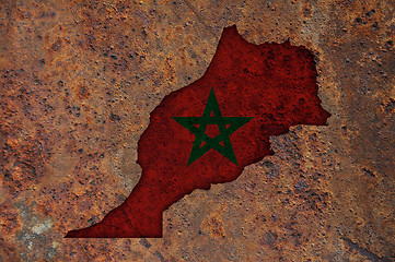 Image showing Map and flag of Morocco on rusty metal