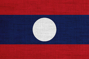 Image showing Flag of Laos on old linen