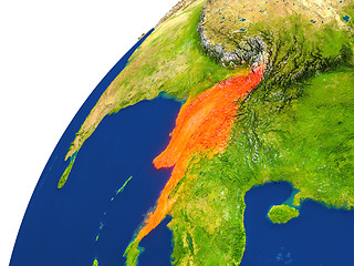 Image showing Country of Myanmar satellite view