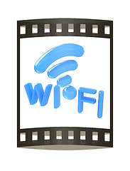 Image showing WiFi symbol. 3d illustration. The film strip