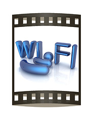 Image showing WiFi symbol. 3d illustration. The film strip