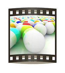 Image showing Tablets background. 3D illustration. The film strip