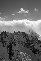 Image showing Black and white view on high mountain in winter