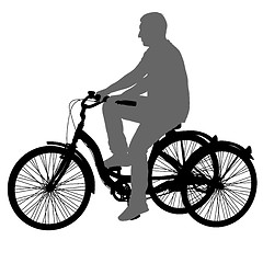 Image showing Silhouette of a tricycle male on white background