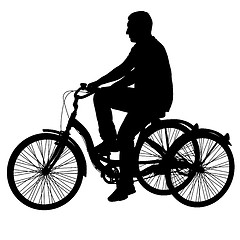 Image showing Silhouette of a tricycle male on white background