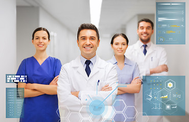 Image showing happy group of medics or doctors at hospital