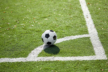 Image showing soccer ball on football field