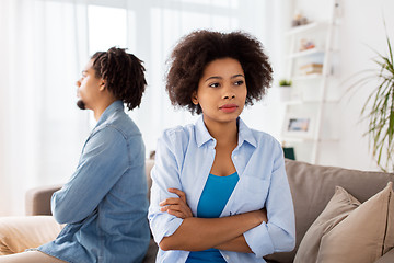 Image showing unhappy couple having argument at home