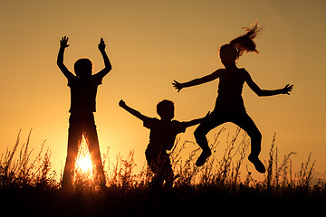 Image showing Happy children playing in the park.