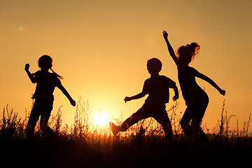 Image showing Happy children playing in the park.