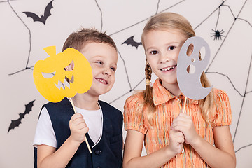 Image showing Happy children on Halloween party