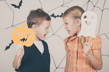 Image showing Happy children on Halloween party