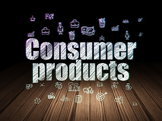 Image showing Finance concept: Consumer Products in grunge dark room