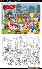 Image showing kids and city coloring book