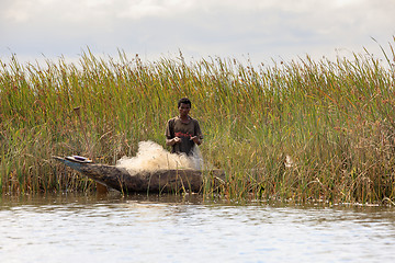 Image showing Fisherman life in madagascar countryside on river