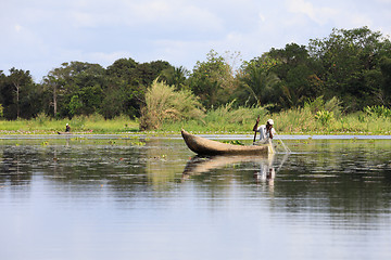 Image showing Fisherman life in madagascar countryside on river