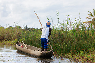 Image showing Life in madagascar countryside on river