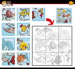 Image showing jigsaw puzzles with fish