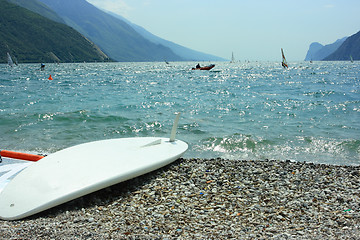 Image showing Surf board on Garda coast