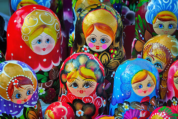 Image showing Traditional Russian toys for children - nested doll dolls.