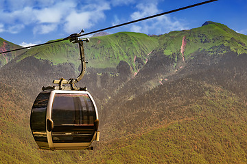 Image showing Cableway in the mountains at a ski resort