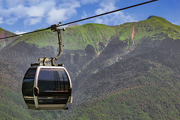 Image showing Cableway in the mountains at a ski resort