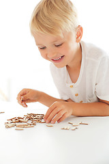 Image showing Wooden puzzle. Letters, educational puzzle.