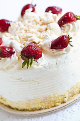 Image showing Strawberry meringue cake