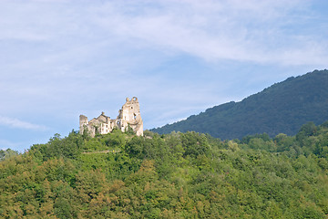 Image showing Collapsed old castle of Erbia near Perino, Valtrebbia, Italy