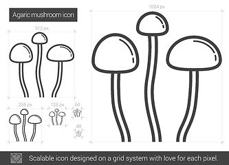 Image showing Agaric mushroom line icon.