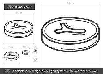 Image showing T-bone steak line icon.