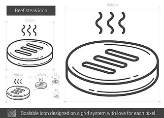 Image showing Beef steak line icon.