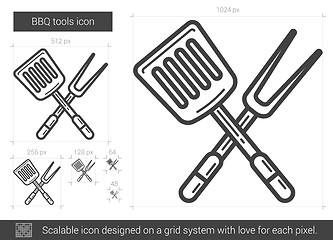 Image showing BBQ tools line icon.