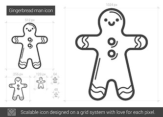 Image showing Gingerbread man line icon.