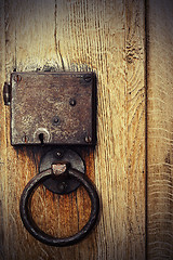 Image showing detail of old wood gate