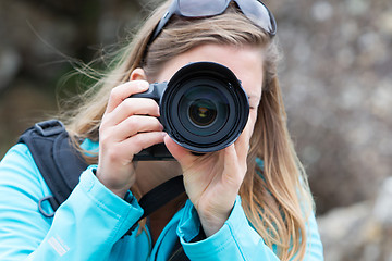 Image showing Close up of a female photographer