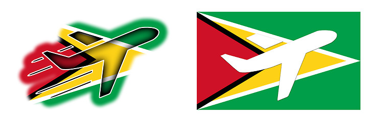 Image showing Nation flag - Airplane isolated - Guyana