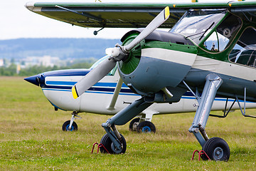 Image showing two airplanes on the airfield