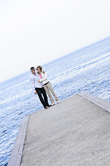 Image showing Mature romantic couple on a pier