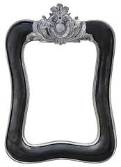 Image showing Black silver vintage picture frame isolated on white background 