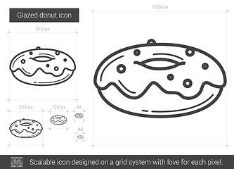 Image showing Glazed donut line icon.