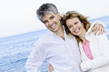 Image showing Mature romantic couple at seashore