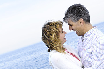 Image showing Mature romantic couple at seashore