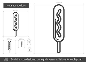 Image showing Hot sausage line icon.